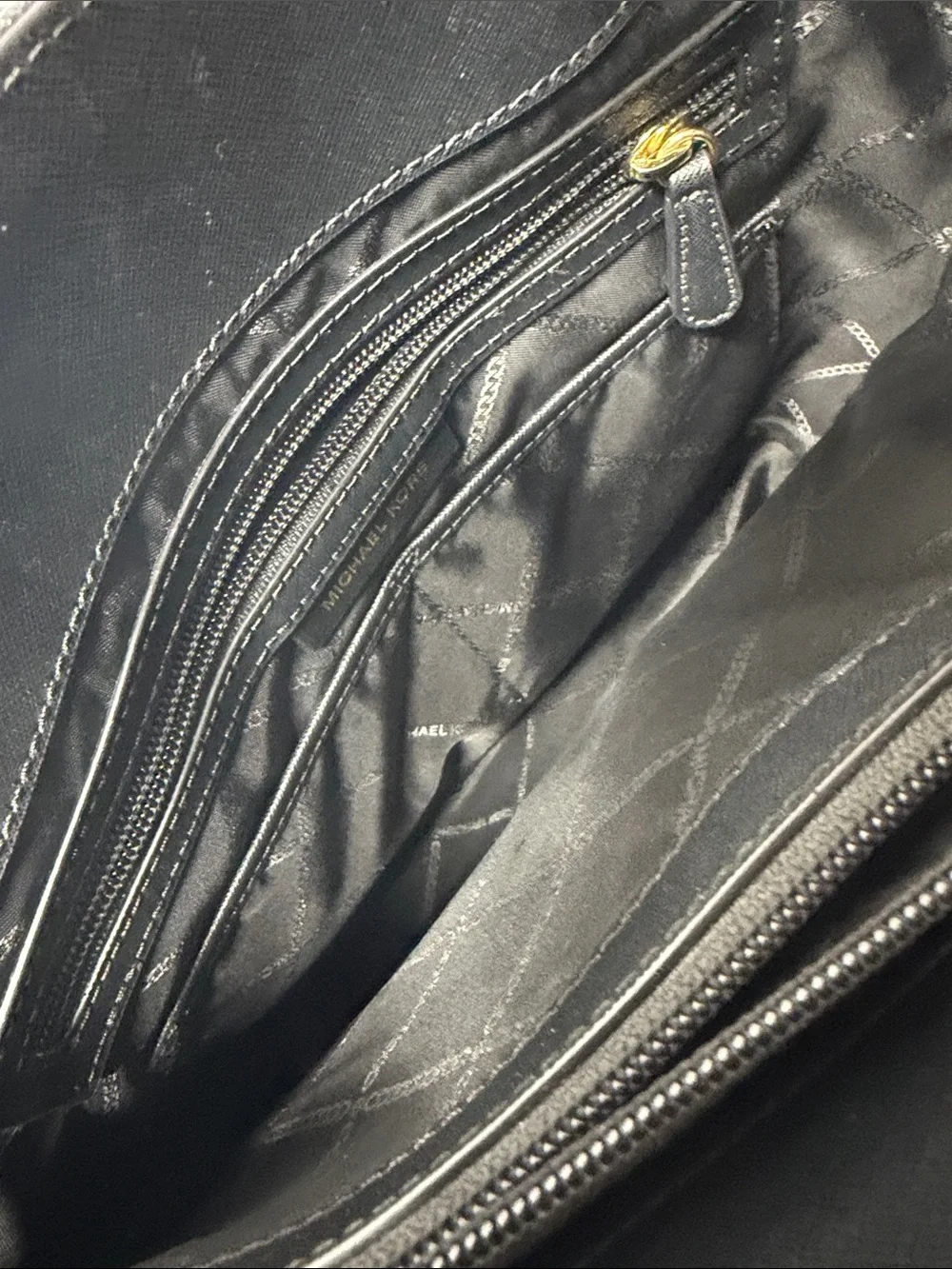 Michael Kors Black Saffiano Tote with Gold MK Charm